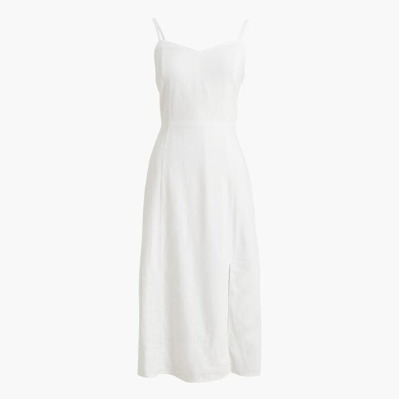 J. Crew Factory Linen Blend Slip Midi Dress in White Size 6 NWT - Picture 2 of 14